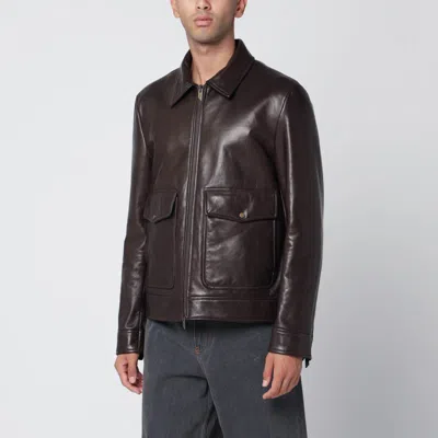 Salvatore Santoro Brown Leather Zip Jacket