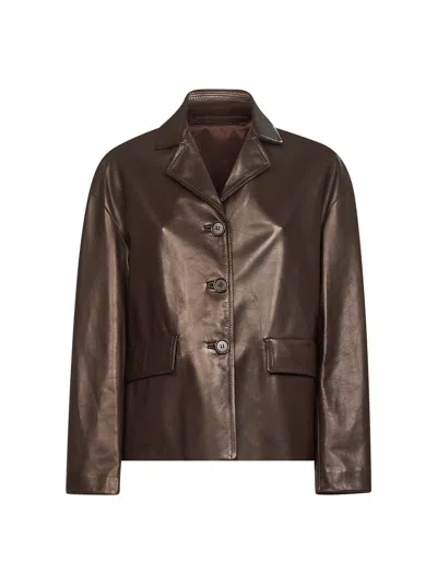 Salvatore Santoro Brown Nappa Leather Short Jacket
