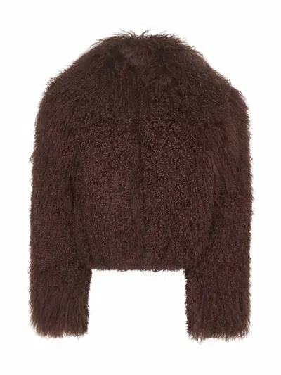 Salvatore Santoro Brown Shearling Cropped Jacket