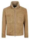 Salvatore Santoro Brown Suede Jacket With Plush Shearling Lining And Front Zip Closure In Brown
