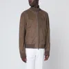 Salvatore Santoro Brown Suede Leather Zip Bomber In Brown