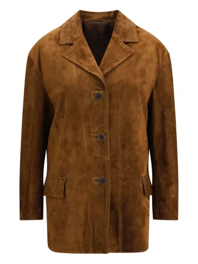 SALVATORE SANTORO BUTTON-FASTENING SUEDE BLAZER