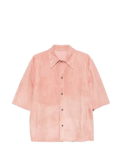 Salvatore Santoro Button Suede Shirt In Pink