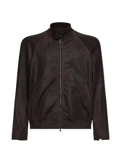 Salvatore Santoro Buttoned-collar Raglan Jacket In Brown