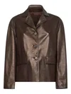 Salvatore Santoro Brown Nappa Leather Short Jacket In Brown