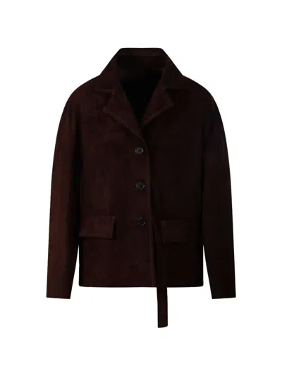 Salvatore Santoro Buttoned Suede Jacket In Brown
