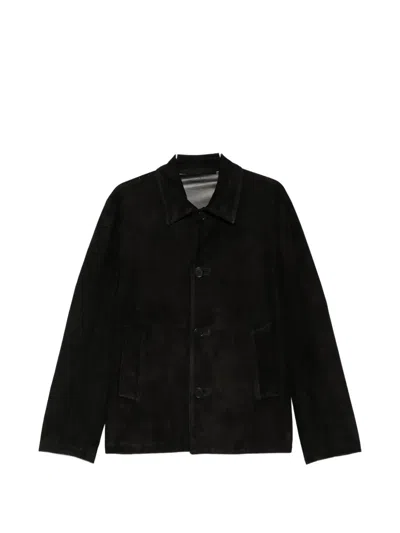 Salvatore Santoro Buttoned Suede Shirt In Black