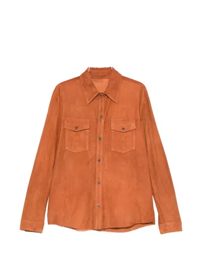 Salvatore Santoro Buttoned Suede Shirt Jacket In Brown