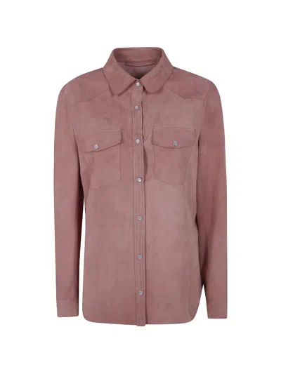Salvatore Santoro Buttoned Suede Shirt In Pink