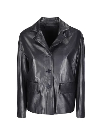 Salvatore Santoro Button-up Leather Jacket In Black