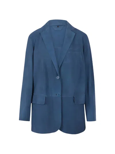 Salvatore Santoro Button-up Leather Jacket In Blue