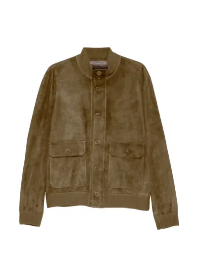 Salvatore Santoro Button-up Suede Jacket In Brown