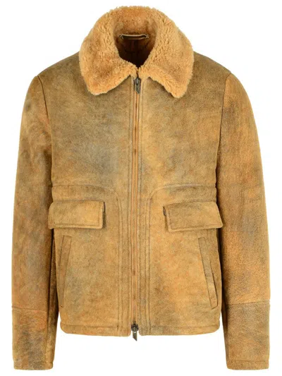 SALVATORE SANTORO SALVATORE SANTORO CAMEL LEATHER JACKET