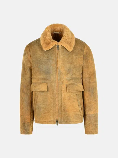 Salvatore Santoro Camel Leather Jacket In Yellow