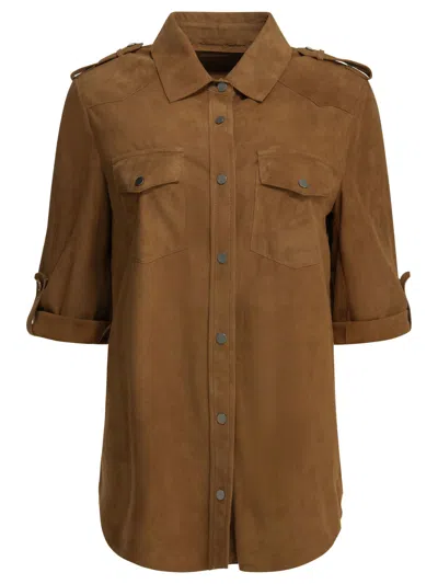 Salvatore Santoro Casual Suede Shirt In Brown