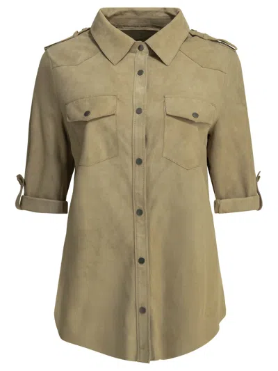 Salvatore Santoro Casual Suede Shirt In Green