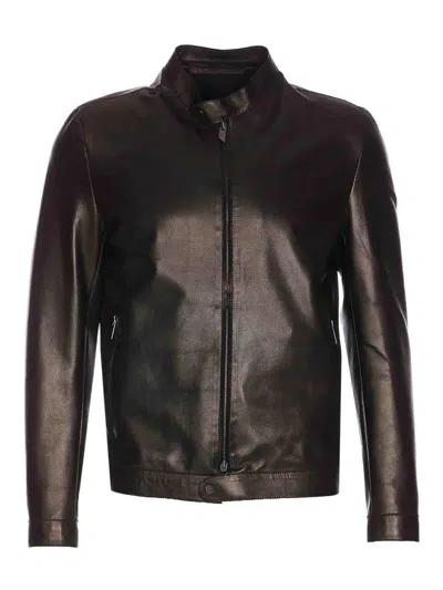 Salvatore Santoro Black Leather Jacket With Zip Closure