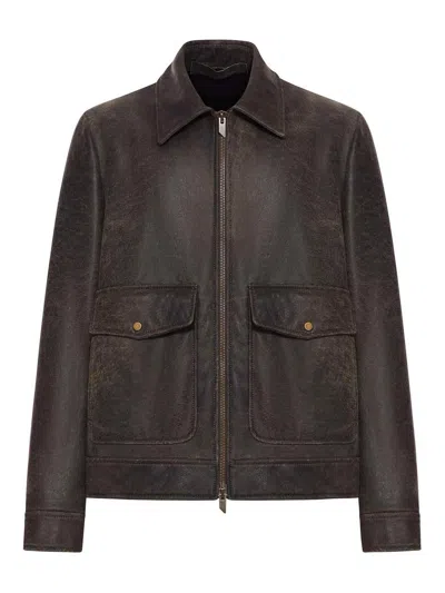 SALVATORE SANTORO CHAQUETA DE CUERO - MARRÓN
