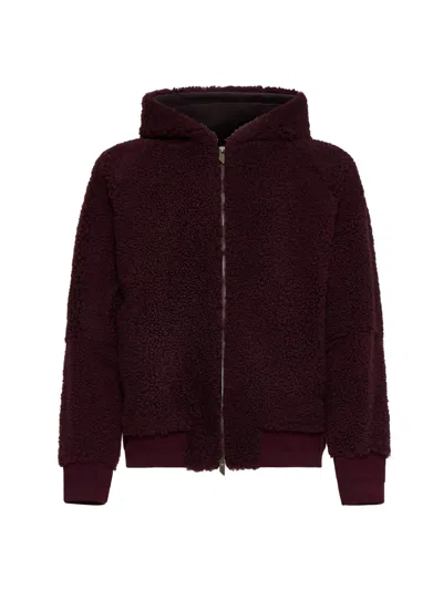 Salvatore Santoro Shearling And Leather Reversible Jacket In Burgundy