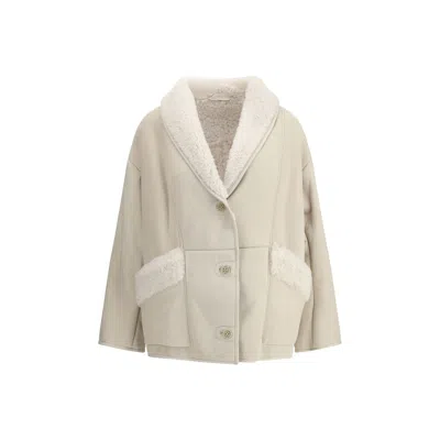 SALVATORE SANTORO CREAM LEATHER COAT