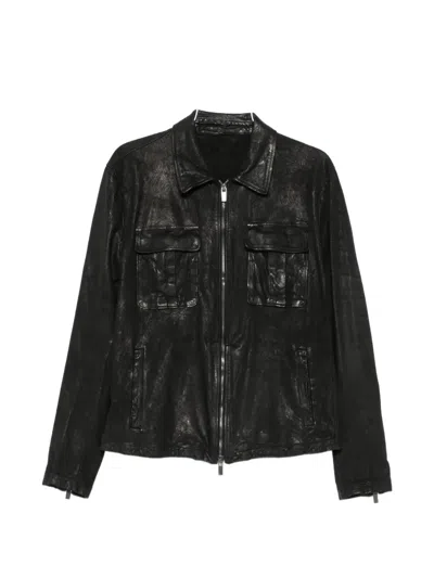 Salvatore Santoro Crinkled-finish Zip-up Jacket In Black
