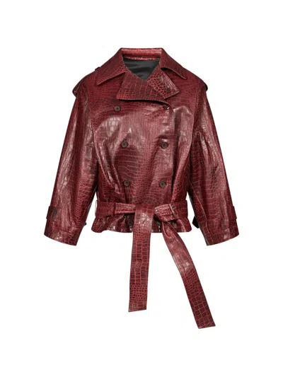 Salvatore Santoro Crocodile-effect Double-breasted Jacket In Red
