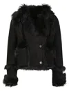 Salvatore Santoro Cropped Leather Jacket With Plush Fur Trim In Black