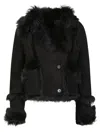 Salvatore Santoro Cropped Leather Jacket With Plush Fur Trim In Black