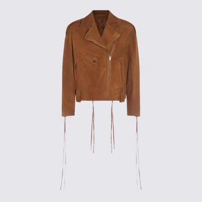 SALVATORE SANTORO DARK BROWN LEATHER CASUAL JACKET