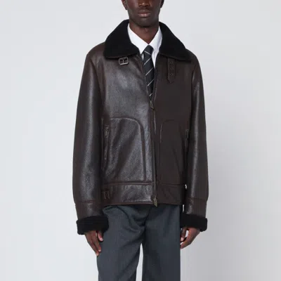 SALVATORE SANTORO DARK BROWN LEATHER JACKET