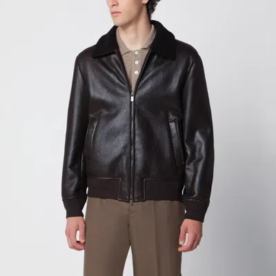 Salvatore Santoro Dark Brown Leather Zip-up Jacket