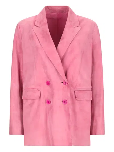Salvatore Santoro Double-breasted Flap-pocket Blazer In Pink