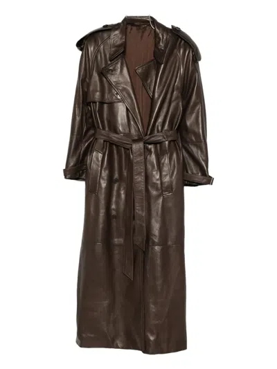 Salvatore Santoro Double-breasted Leather Coat In Brown