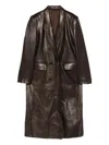 Salvatore Santoro Double-breasted Leather Coat In Brown