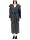 Salvatore Santoro Double-breasted Ovine Leather Trench Coat In Grey