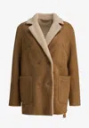 Salvatore Santoro Double-breasted Shearling Suede Jacket In Brown