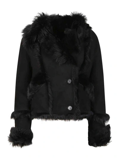 Salvatore Santoro Double-breasted Sheepskin Jacket In Red