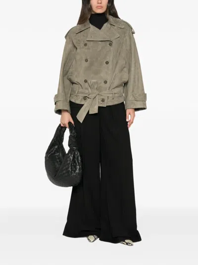 Salvatore Santoro Double-breasted Belted Jacket In Green