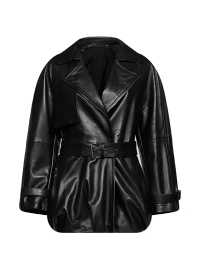 Salvatore Santoro Double-breasted Belted Leather Coat In Black