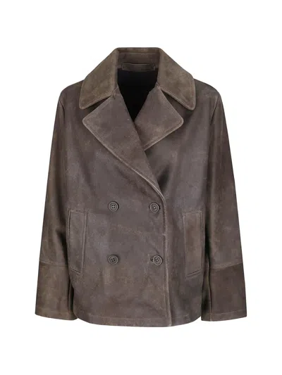 Salvatore Santoro Double-breasted Leather Jacket In Brown