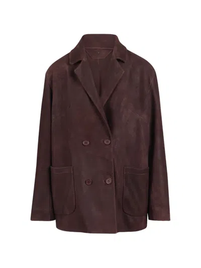 Salvatore Santoro Double-breasted Leather Jacket In Brown