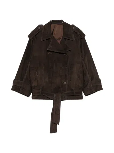 Salvatore Santoro Double-breasted Suede Jacket In Brown