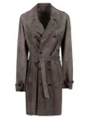 Salvatore Santoro Earth-toned Suede Trench Coat In Brown