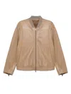 Salvatore Santoro Long-sleeved Leather Jacket In Neutrals