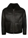 Salvatore Santoro Textured Black Leather Classic Bomber Jacket In Brown