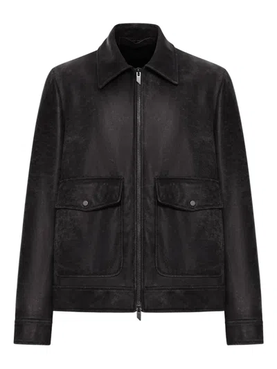 SALVATORE SANTORO FLAP-POCKET LEATHER JACKET