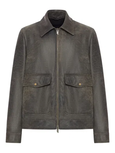 SALVATORE SANTORO FLAP-POCKET LEATHER JACKET