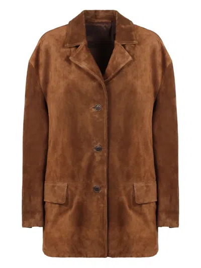 Salvatore Santoro Flap-pocket Suede Jacket In Brown