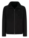 Salvatore Santoro Fleece-collar Suede Jacket In Black