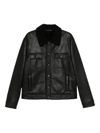 Salvatore Santoro Fleece-lined Leather Jacket In Black
